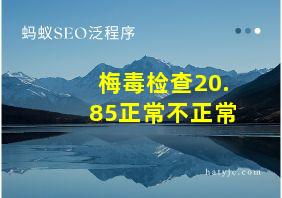 梅毒检查20.85正常不正常