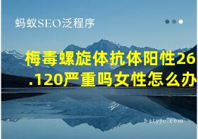 梅毒螺旋体抗体阳性26.120严重吗女性怎么办