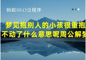 梦见抱别人的小孩很重抱不动了什么意思呢周公解梦