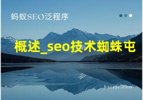 概述_seo技术蜘蛛屯