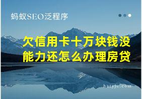 欠信用卡十万块钱没能力还怎么办理房贷