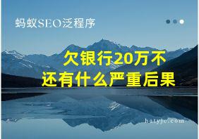 欠银行20万不还有什么严重后果