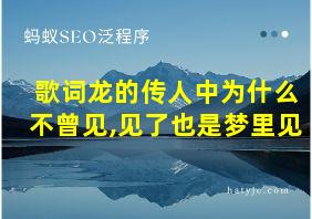 歌词龙的传人中为什么不曾见,见了也是梦里见