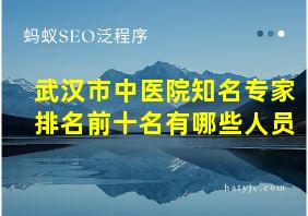 武汉市中医院知名专家排名前十名有哪些人员