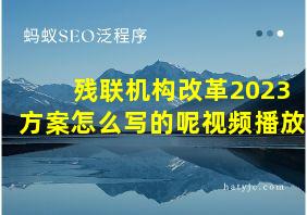 残联机构改革2023方案怎么写的呢视频播放