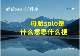 母胎solo是什么意思什么梗