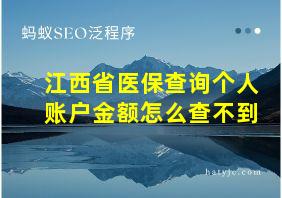 江西省医保查询个人账户金额怎么查不到