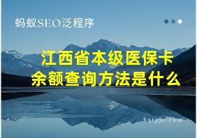 江西省本级医保卡余额查询方法是什么