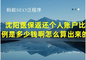 沈阳医保返还个人账户比例是多少钱啊怎么算出来的