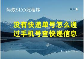 没有快递单号怎么通过手机号查快递信息