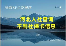 河北人社查询不到社保卡信息