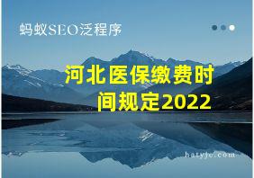 河北医保缴费时间规定2022