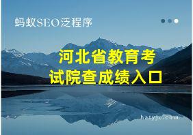 河北省教育考试院查成绩入口