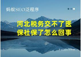 河北税务交不了医保社保了怎么回事