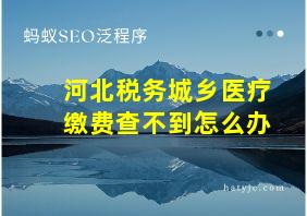 河北税务城乡医疗缴费查不到怎么办