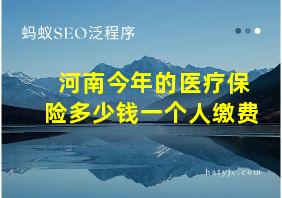 河南今年的医疗保险多少钱一个人缴费