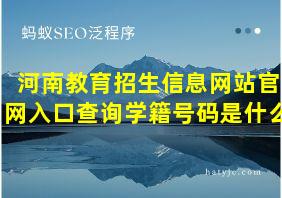 河南教育招生信息网站官网入口查询学籍号码是什么