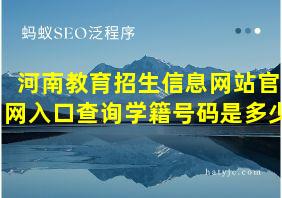 河南教育招生信息网站官网入口查询学籍号码是多少