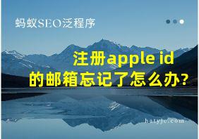 注册apple id的邮箱忘记了怎么办?