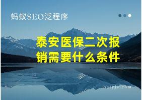 泰安医保二次报销需要什么条件