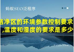 洁净区的环境参数控制要求中,温度和湿度的要求是多少?