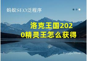 洛克王国2020精灵王怎么获得