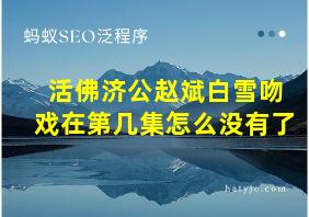 活佛济公赵斌白雪吻戏在第几集怎么没有了