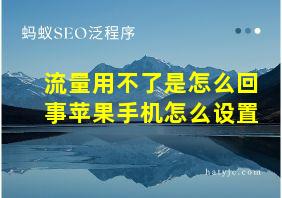 流量用不了是怎么回事苹果手机怎么设置