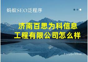 济南百思为科信息工程有限公司怎么样