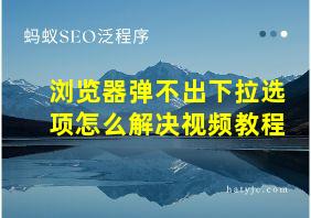 浏览器弹不出下拉选项怎么解决视频教程