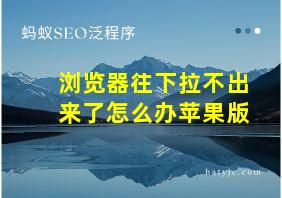 浏览器往下拉不出来了怎么办苹果版