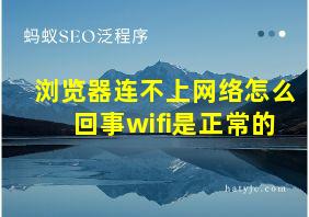 浏览器连不上网络怎么回事wifi是正常的