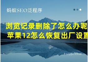 浏览记录删除了怎么办呢苹果12怎么恢复出厂设置