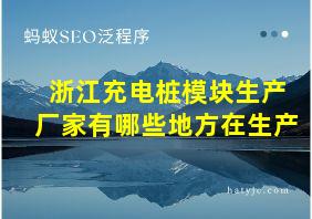 浙江充电桩模块生产厂家有哪些地方在生产