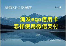 浦发ego信用卡怎样使用微信支付