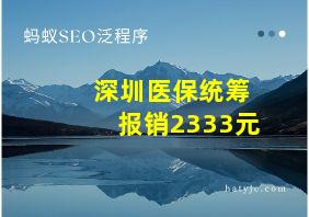 深圳医保统筹报销2333元