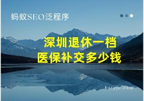 深圳退休一档医保补交多少钱