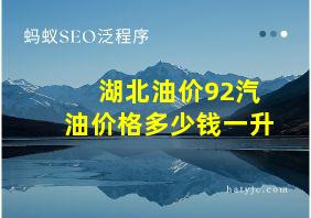 湖北油价92汽油价格多少钱一升