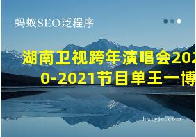 湖南卫视跨年演唱会2020-2021节目单王一博