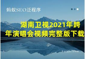 湖南卫视2021年跨年演唱会视频完整版下载