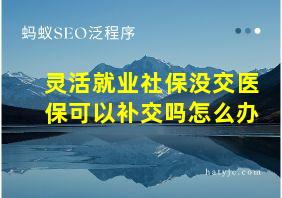 灵活就业社保没交医保可以补交吗怎么办