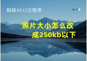 照片大小怎么改成250kb以下