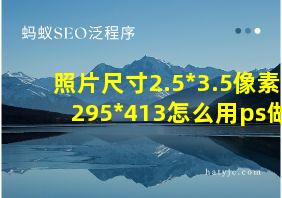 照片尺寸2.5*3.5像素295*413怎么用ps做