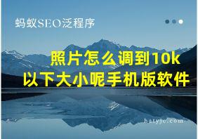 照片怎么调到10k以下大小呢手机版软件