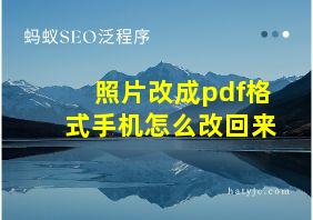 照片改成pdf格式手机怎么改回来