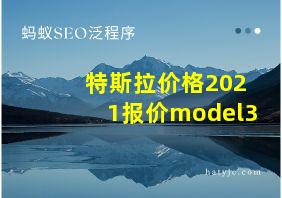 特斯拉价格2021报价model3