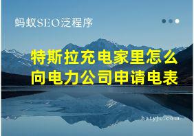 特斯拉充电家里怎么向电力公司申请电表