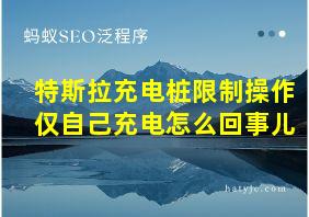 特斯拉充电桩限制操作仅自己充电怎么回事儿