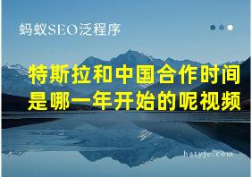 特斯拉和中国合作时间是哪一年开始的呢视频