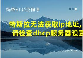 特斯拉无法获取ip地址,请检查dhcp服务器设置